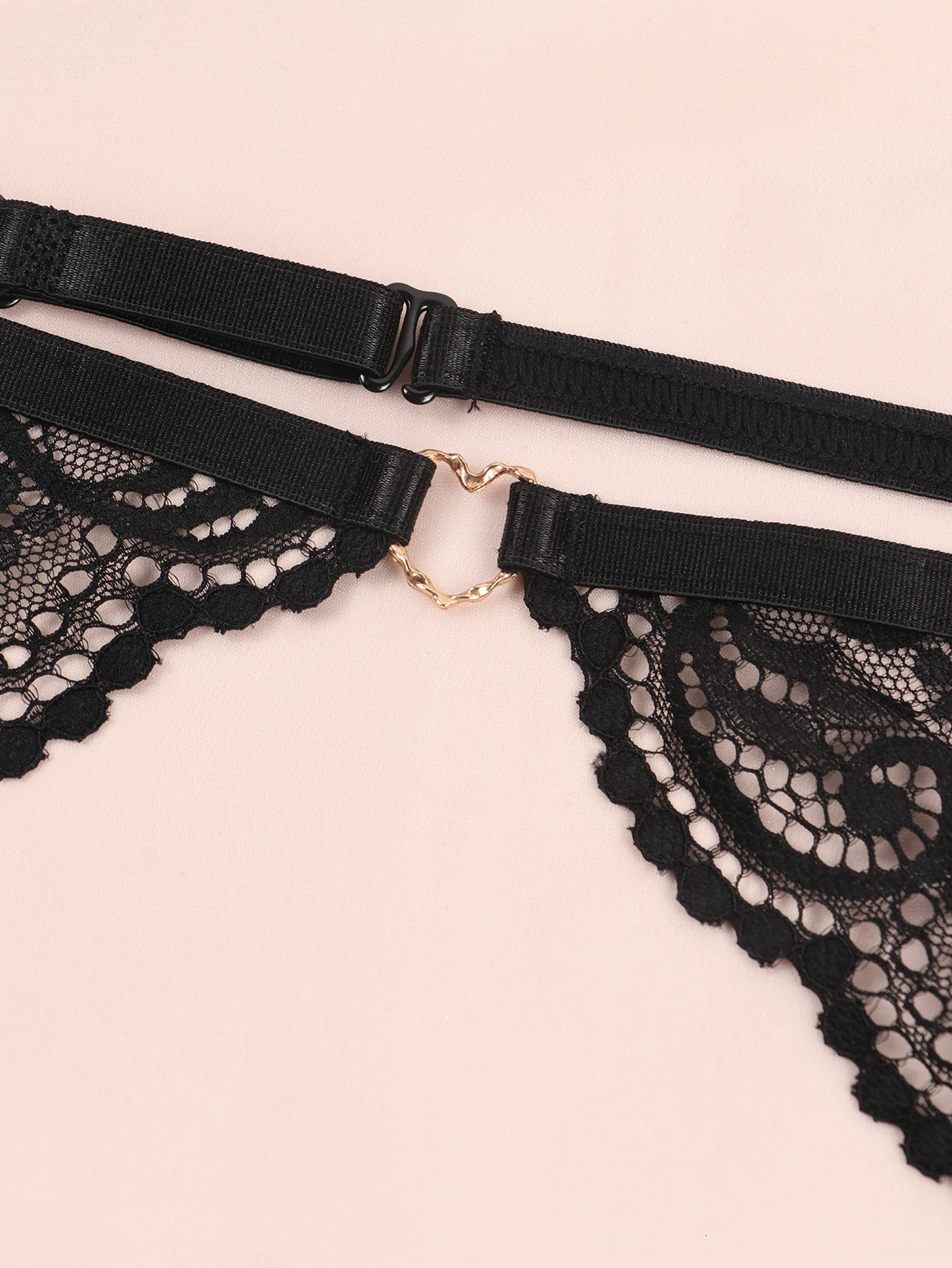 Womens Solid Black Minimalist Garter Straps And Lace Embellishments For Fashionable Lingerie 250227