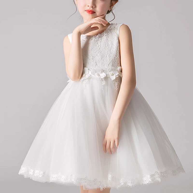 Girl's Dresses Kids Girls Dress Wedding Party Clothes Flower Beading Gown Princess Summer Girls Frock Costumes Childrens Elegant Dress Y250227D8Y