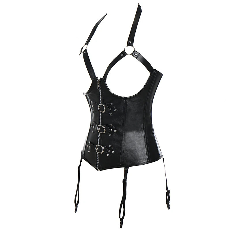 Sexy Plus Size Steampunk Gothic Corset Bustier Steel Boned Leather Waist Trainer Corset Bustier Waist Cincher Shaper Corselet 250227
