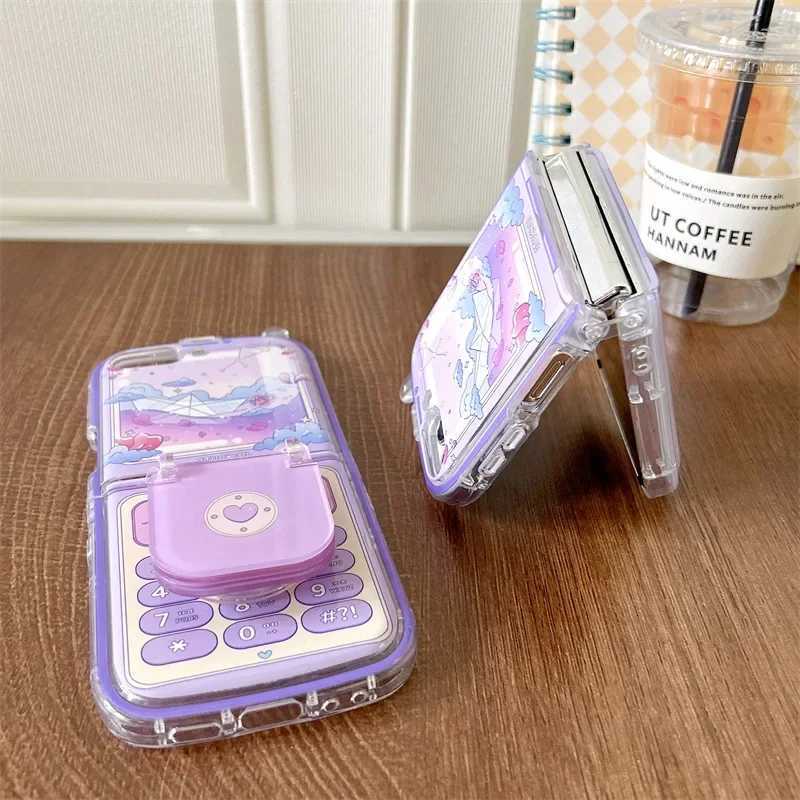 Purple Retro Mobile Phone Case for Galaxy Z Flip 6 5 4 3 Protective Back Cover for ZFlip4 ZFlip5 ZFlip6 Case Shell Z250227