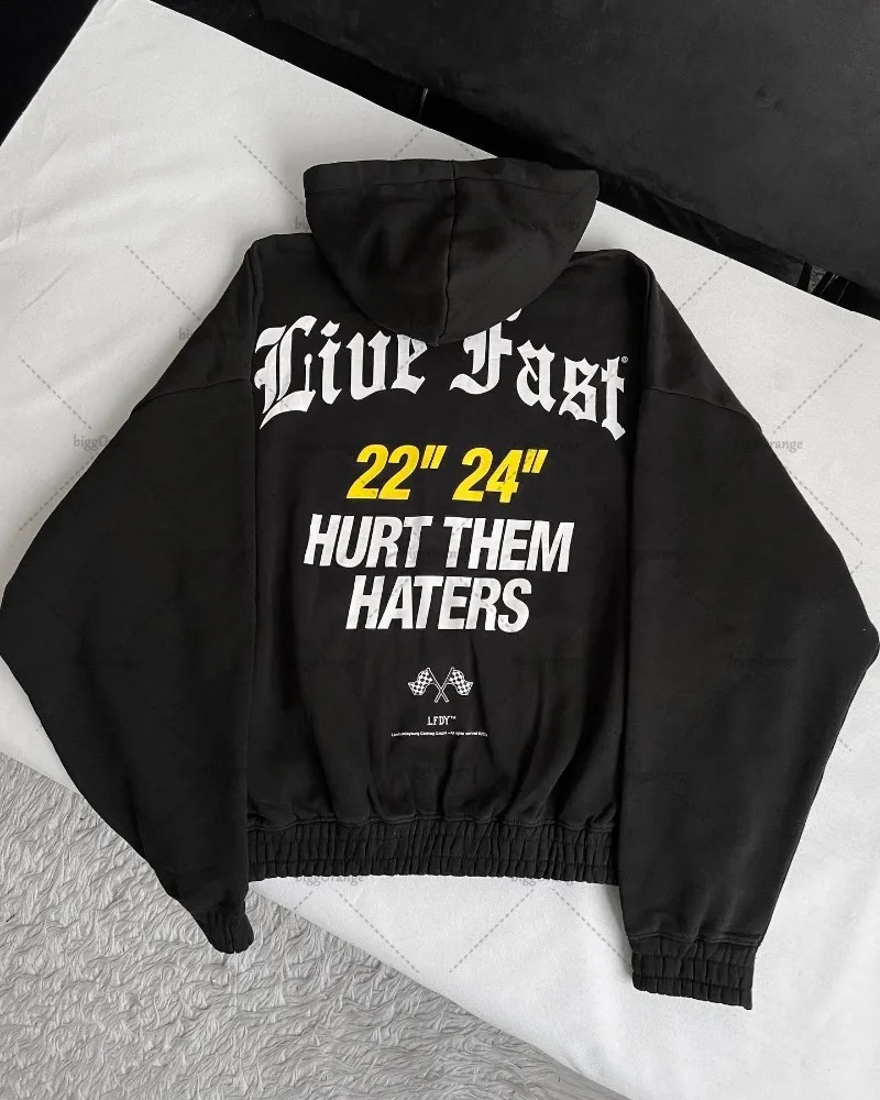 High Street Hip Hop Punk Rock Casual Loose Zipper Hoodie Men Retro Harajuku Y2K Fashion Versatile Oversized Sweatshirt Women 250227