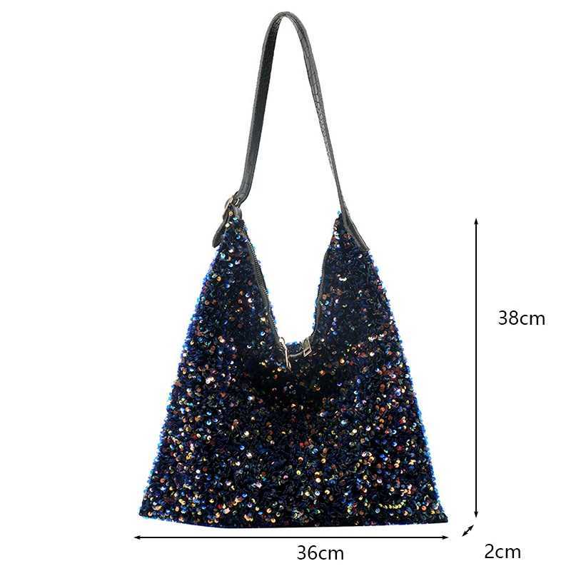 Luxury sequined womens shoulder bag designer handbag wallet Fi shiny large capacity homeless bag womens travel shopping handbagXJ250227