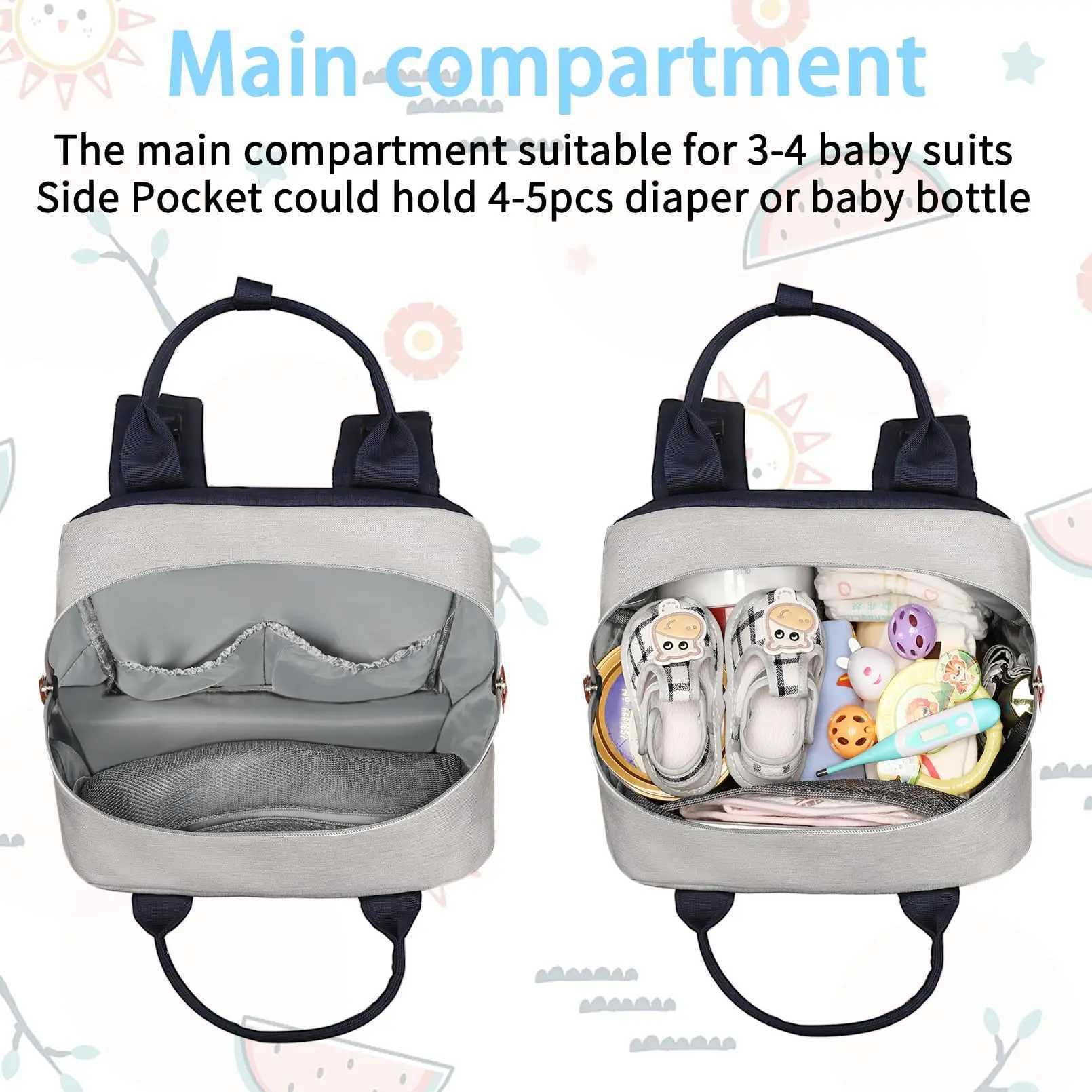 Diaper Bags Large Capacity Insulated Pockets Stroller Straps Water Resistant Durable Unisex Baby Diaper Bag To Travel Y250227QOEU