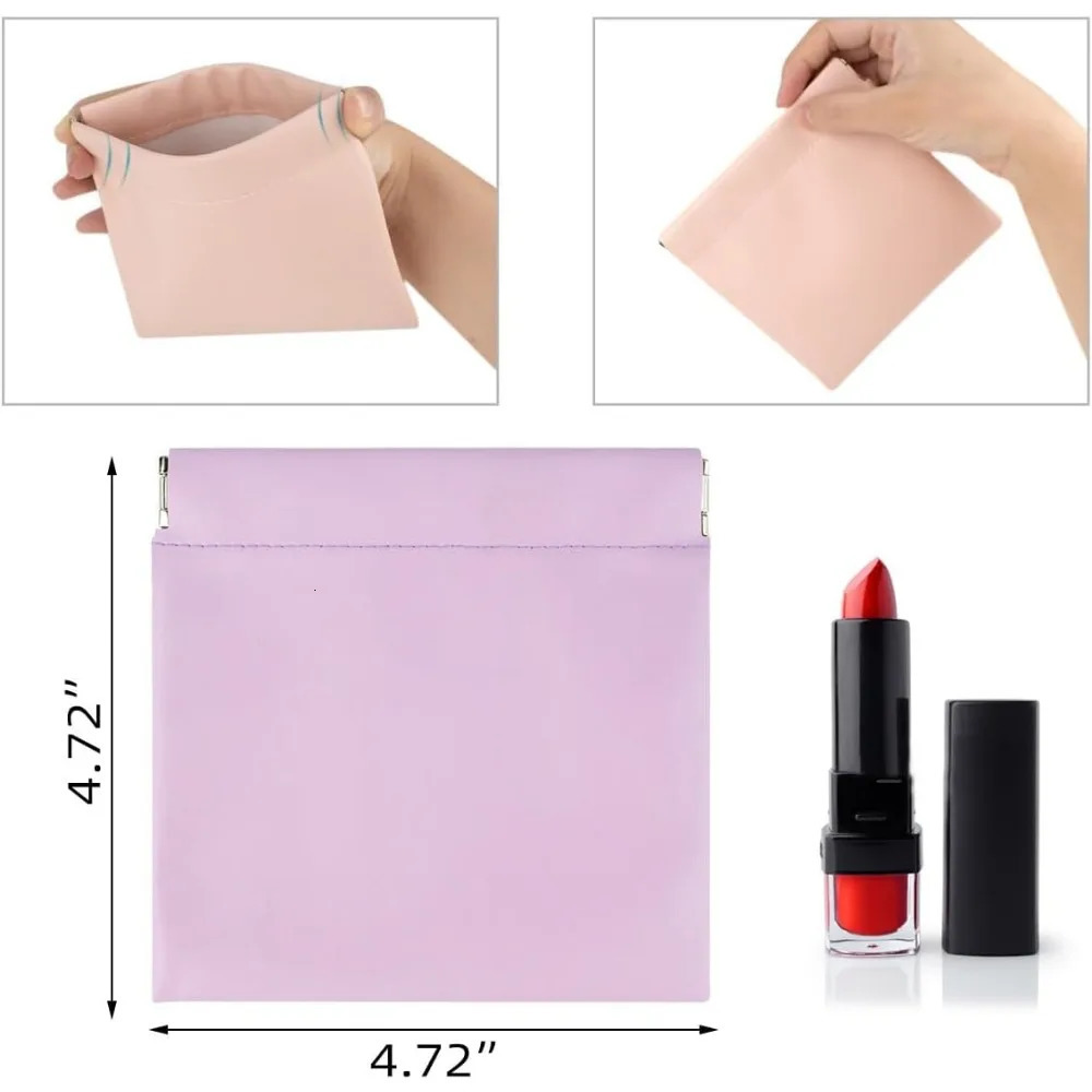 Ship from US Makeup bag snap button leather tissue small makeup womens portable waterproof mini travel storage 250227FBB