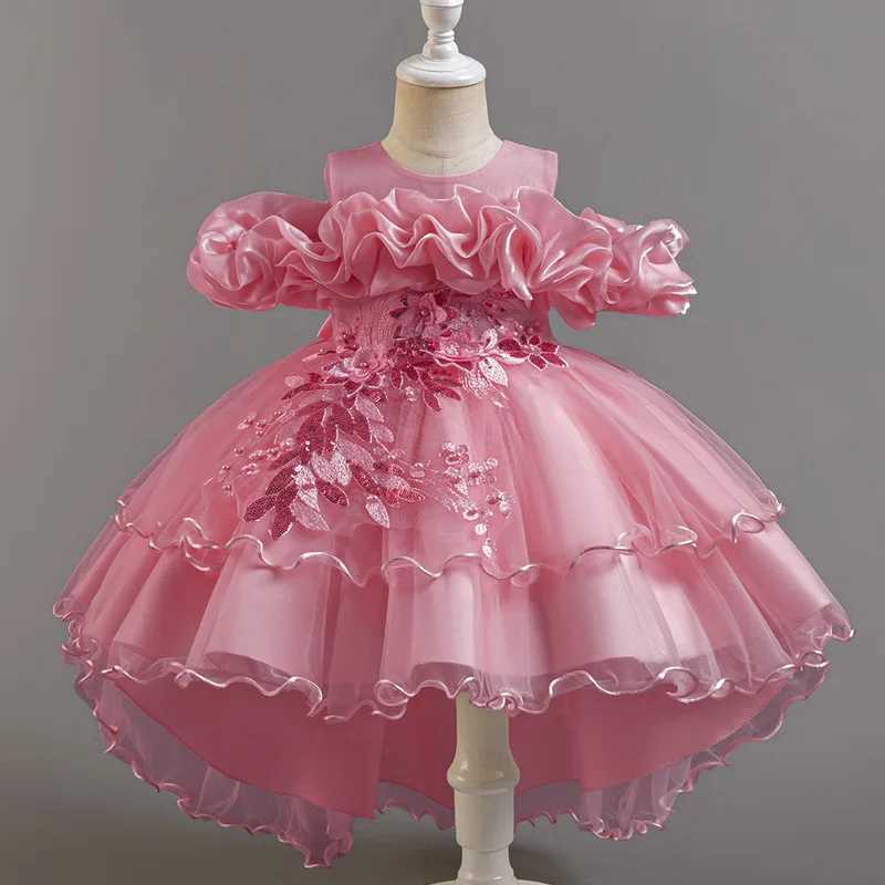 Girl's Dresses 3-10 Years Girls Tailing Dress Summer Sequins Sleeveless Kids Wedding Dresses Birthday Party Performance Costumes For Girl Y250227