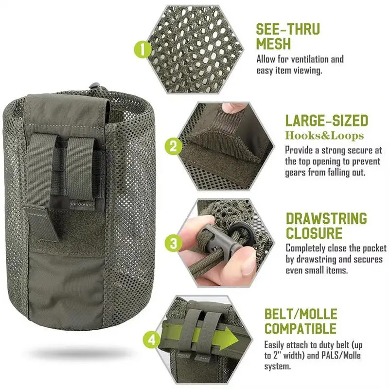 Ship from US Hunting Fanny Pack for Men Tool Pouch Storage Bag Drawstring Mesh Pocket Folding Utility 250227FBB