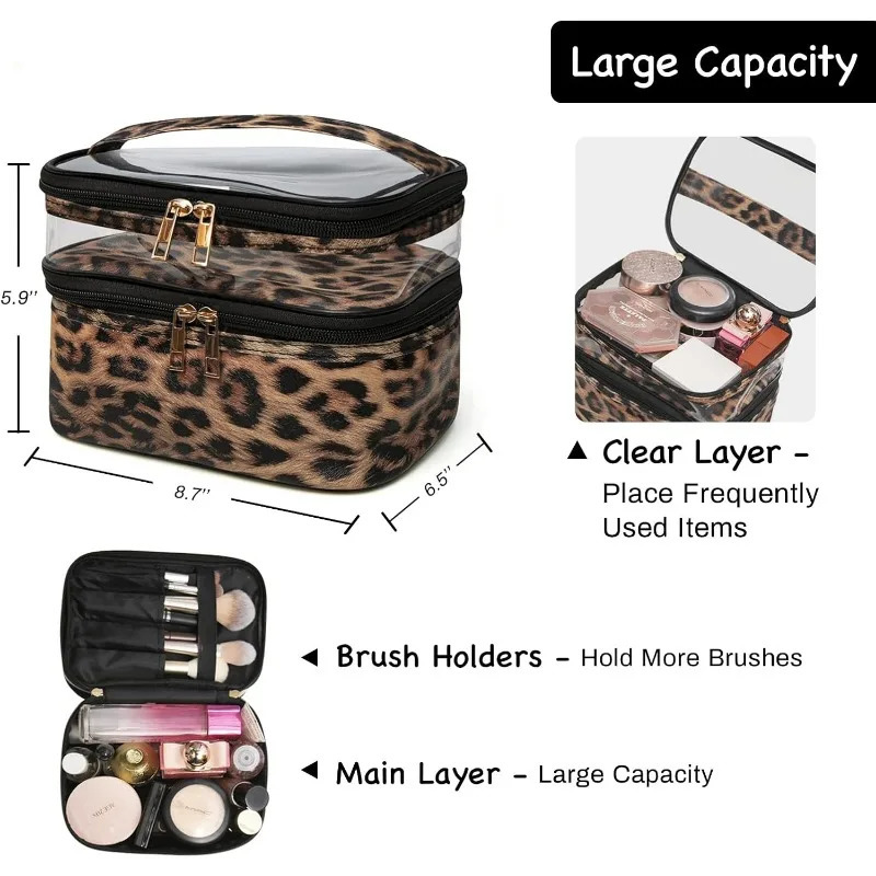Ship from US Double layered makeup bag travel womens portable waterproof 250227FBB