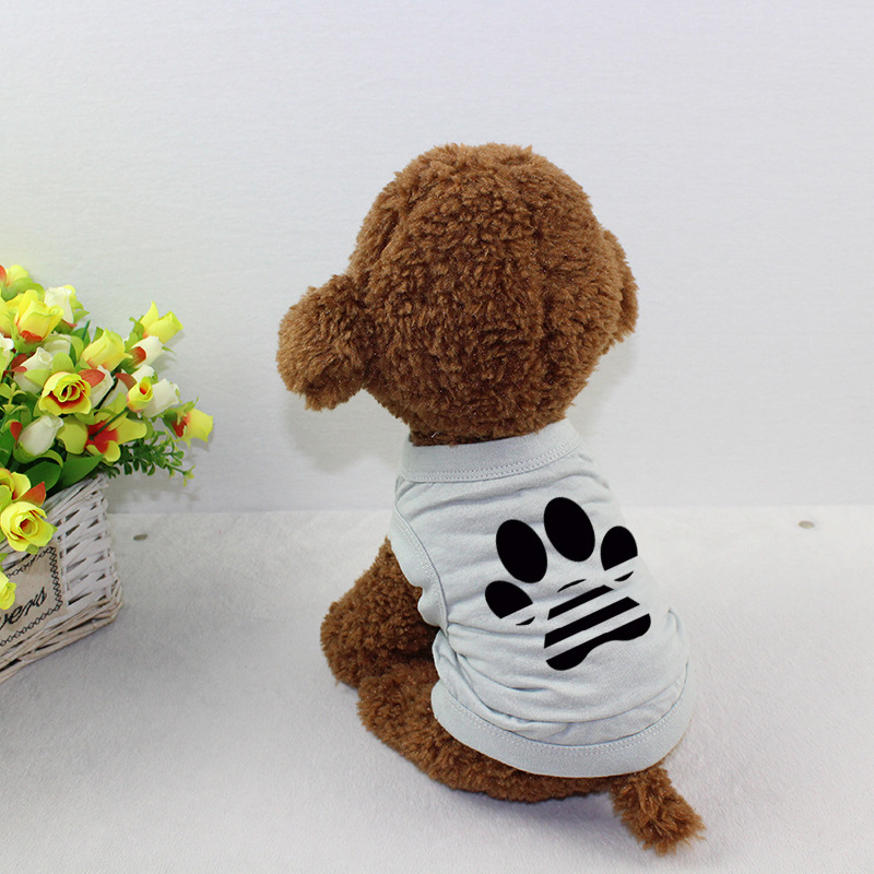 Solid Color Dog Clothes for Small Dogs, Pure Cotton Soft and Breathable with Big Dog Paw Print Puppy Kitten Shirts Summer Dog Sleeveless Vests for Yor