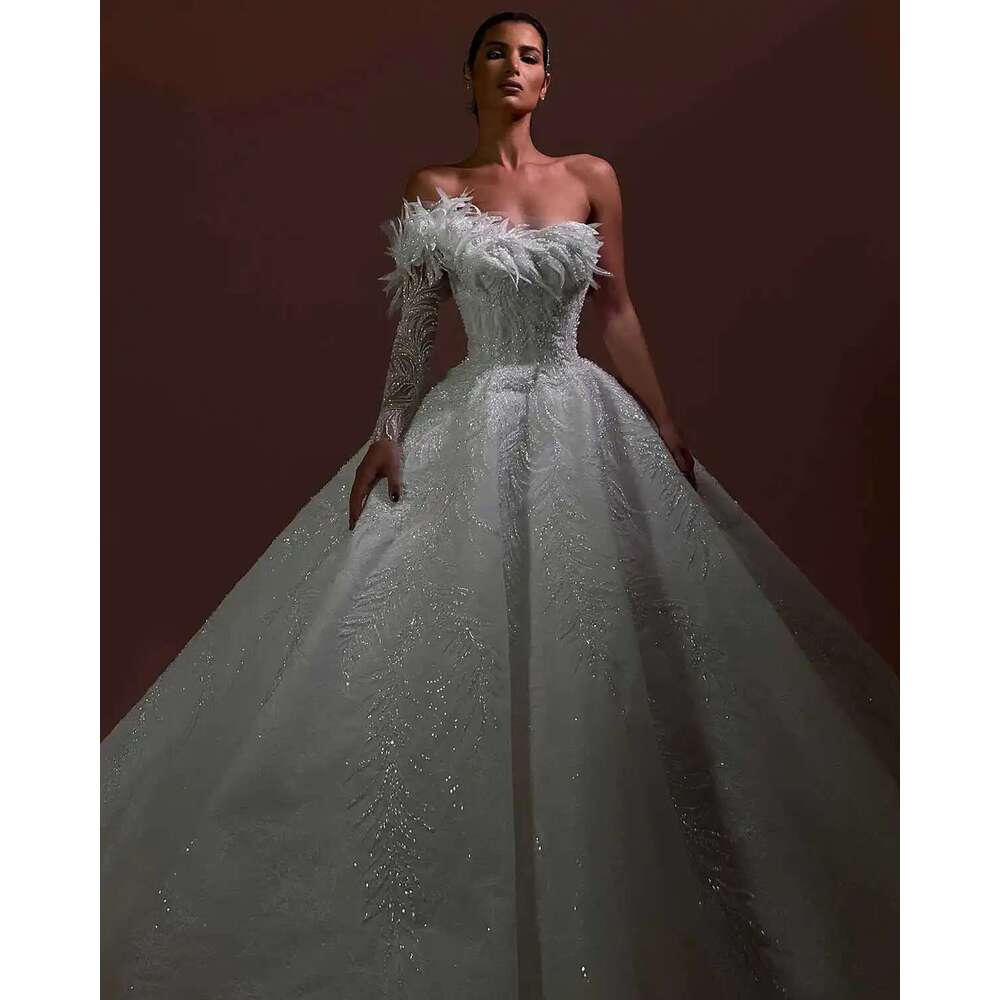 Custom Backless Court Dress, Ball Gown, Designer Dresses, Irregular Appliques, Sequins, Wedding Dress