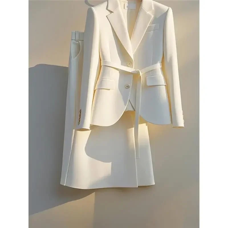 UNXX Autumn Beige Two Pieces Set Chinese Style Pink Office Temperament Short Blazer Tops High Waist Wide Legs Pant Suit Women 250226