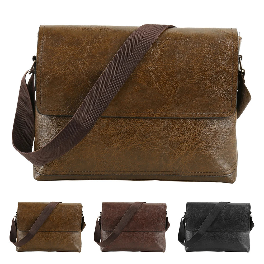 Ship from US Travel bag PU leather handbag adjustable travel shoulder cross body mens large capacity 250227FBB