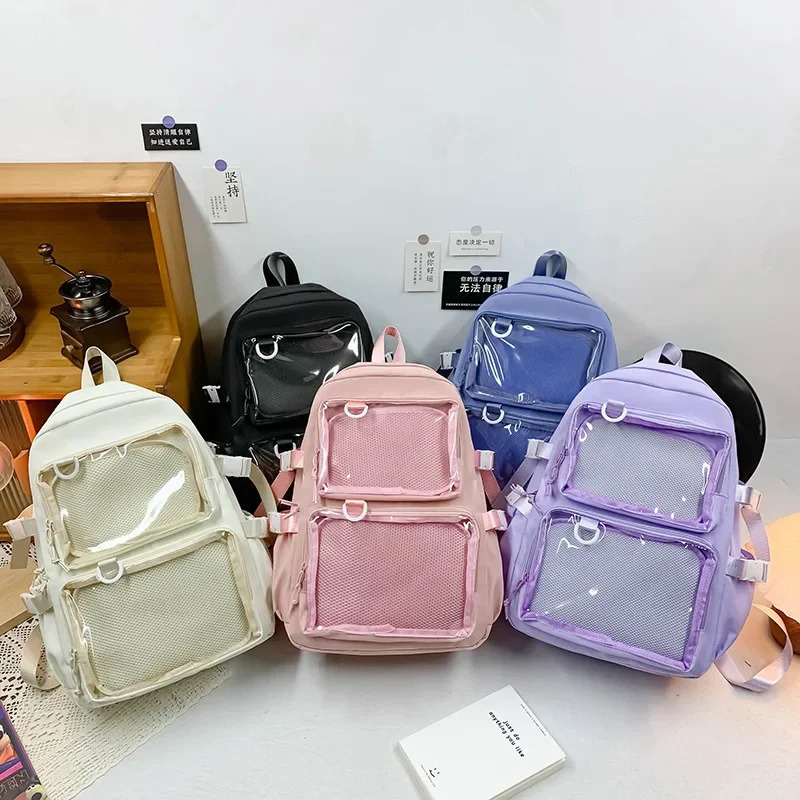 Japanese Kawaii Itabag Women 2024 Transparent Backpack Women Large Capacity Ita Backpack School Bags For College Student JK 250221