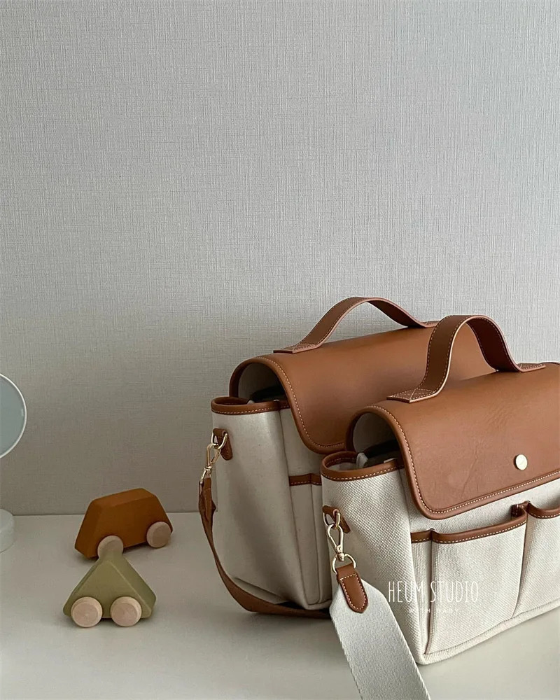 Canvas Mommy Bag for Stroller Mom Handbags Baby Diaper Bag Korean Maternity Bag Mother Kids Hospital Travel Woman Bags 250227