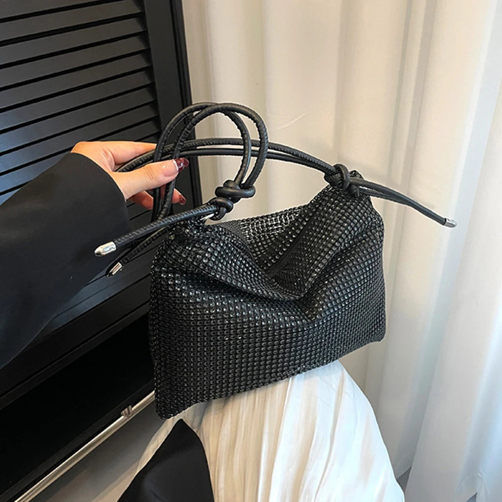 Ship from US Womens Diamond Shoulder Bag Elegant Sparkle Satchel Clutch Zipper Fashion Tote Handbag Versatile Strap Adjustable Evening 250227FBB