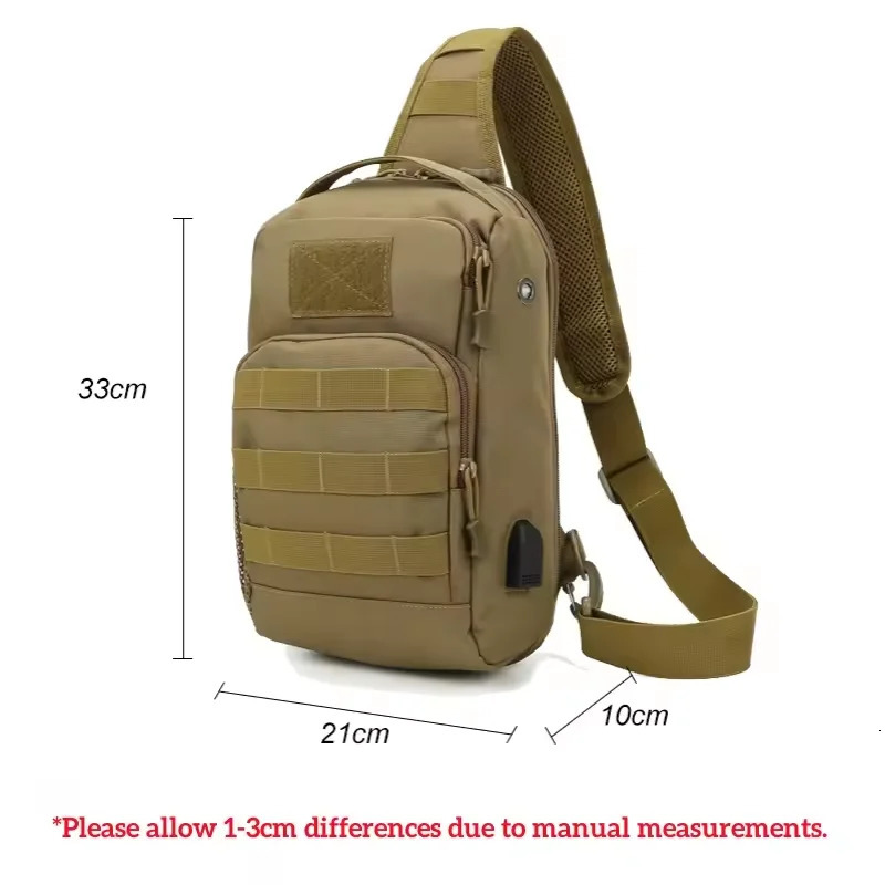 Ship from US Tactical Shoulder Bag Molle Sling Daypack with USB Charging Port Chest Fishing Camping Fanny 250227FBB
