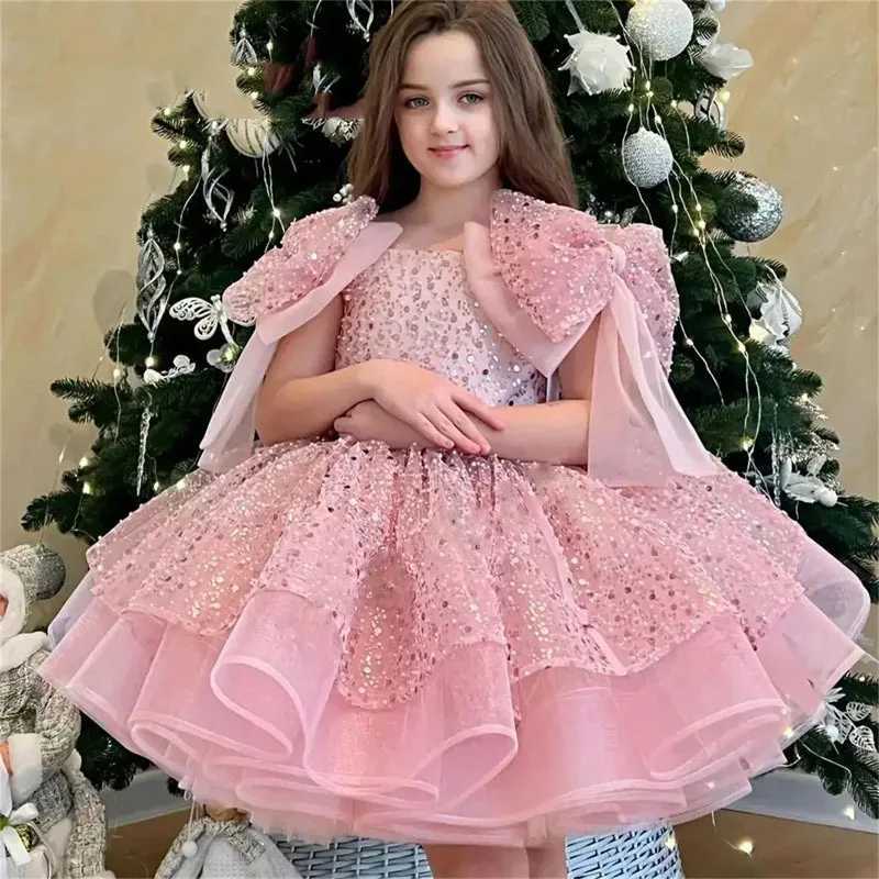 Girl's Dresses Gorgeous and elegant social streaming new year dress girl wedding evening dress bowlla and fluffy ball clothing white wedding dr Y