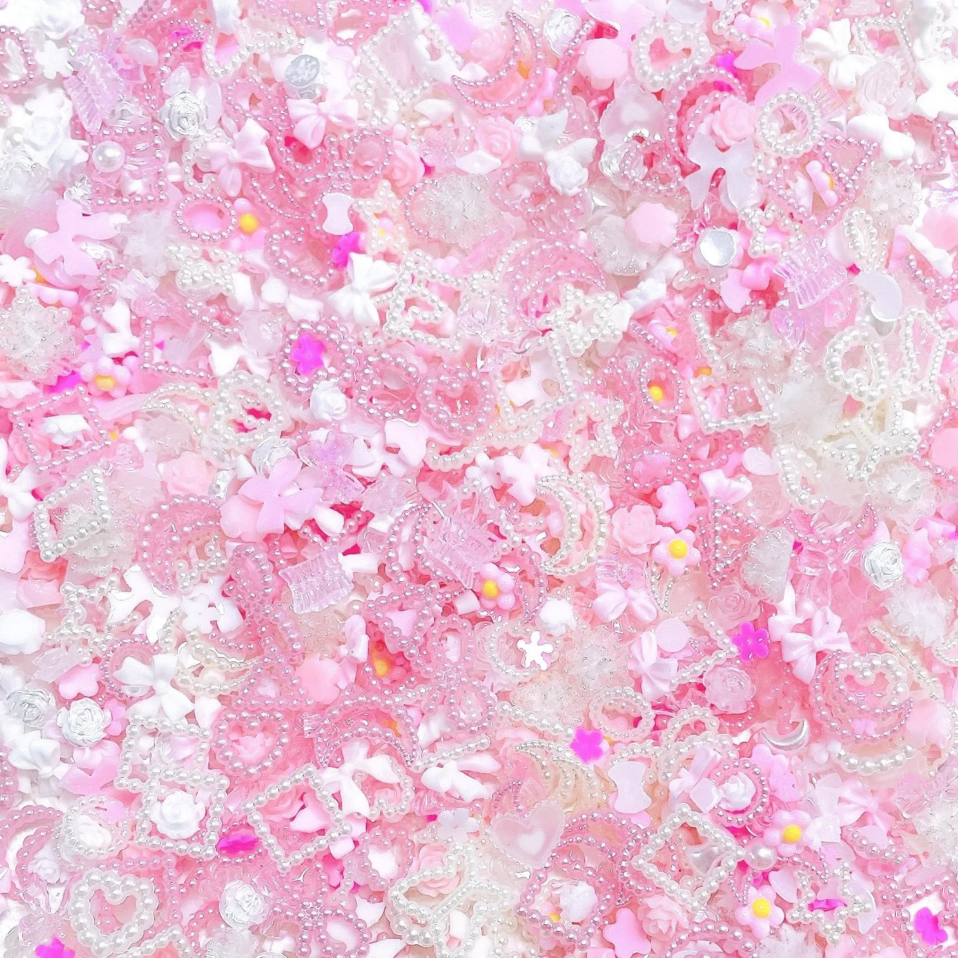 50PCS Pink series Mixed n 3D Arcylic Nail Art Decorations Charms Exqusite Acrylic Jewelry only DIY Accessories 250217