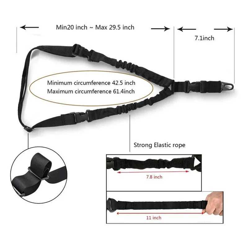 Tactical Sing Point Gun Sling Shoulder Strap Rif Rope Belt with Metal Buck Shot Gun Ar15 Hunting Accories Mol Gear W250227