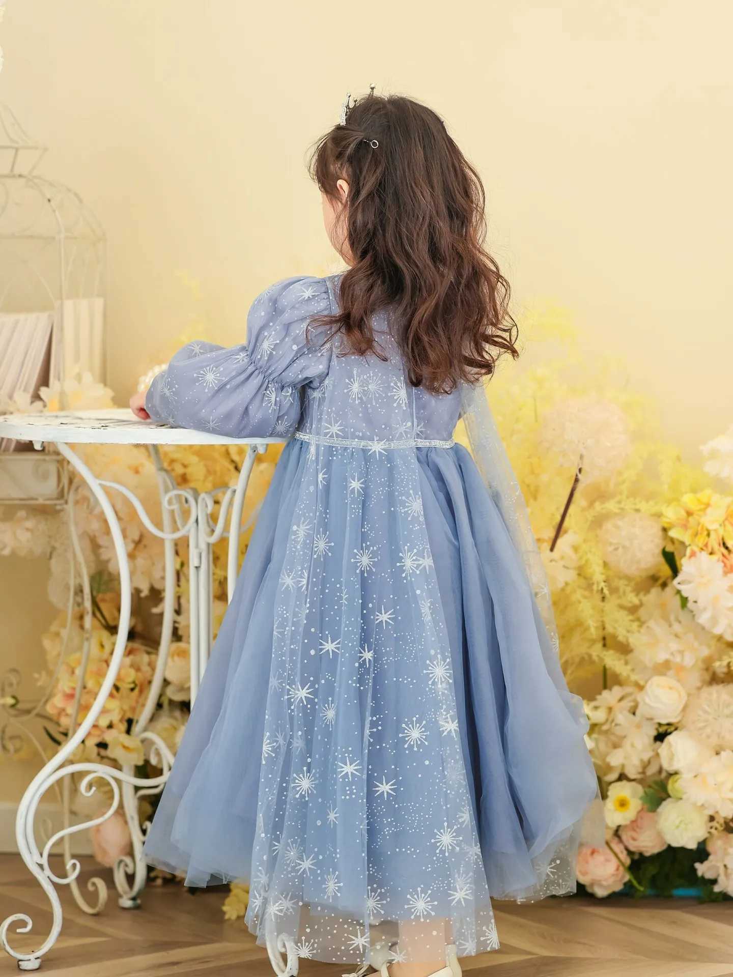 Girl's Dresses Elsa Frozen Little Girl Birthday Dress Long Sleeved Gauze Autumn Winter Elegant Princess Gala Dresses for Girls 3-10 Years Old Y25