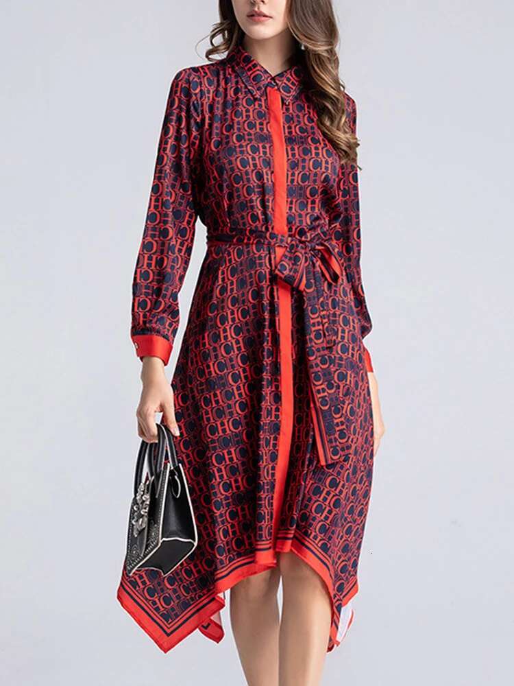 VKBN Summer Dress Woman 2025 Irregular Red Evening Empire Long Sleeve Party Elegant Dresses For Female High Quality