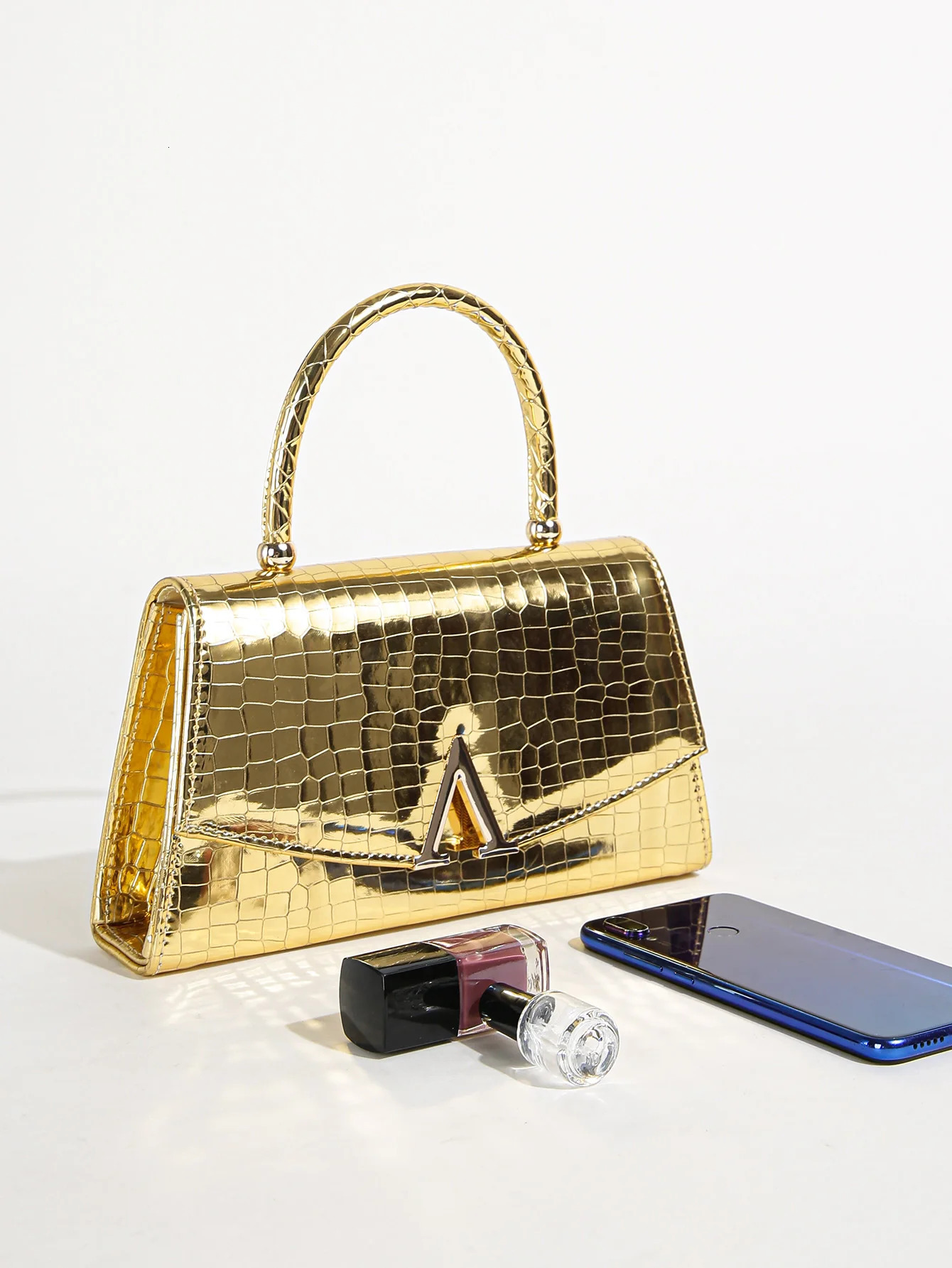 Womens Solid Color Mini Square Satchel Evening BagElegant Dinner Chain Bag For WomenElegantExquisite Patent 250226