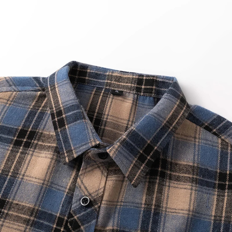 Mens Shirt Plaid Flannel Long Sleeve Green Loose Casual Spring Autumn Oversized Business Male Soft Dress 250226