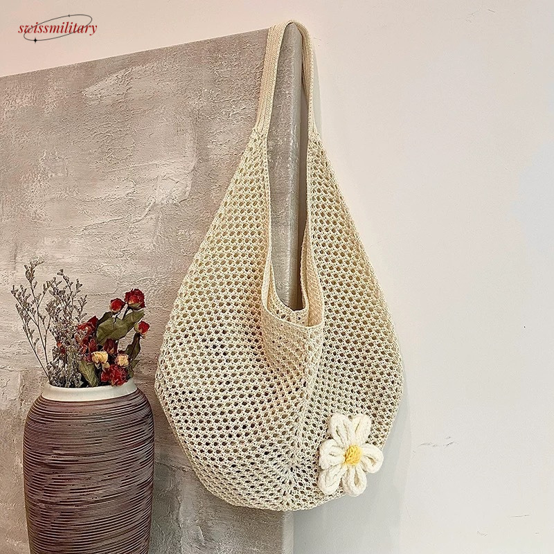 2025 New Large Capacity Woven Single Shoulder Underarm Tote for Women's Summer Leisure Vacation Beach Bag Trendy #swissmilitary