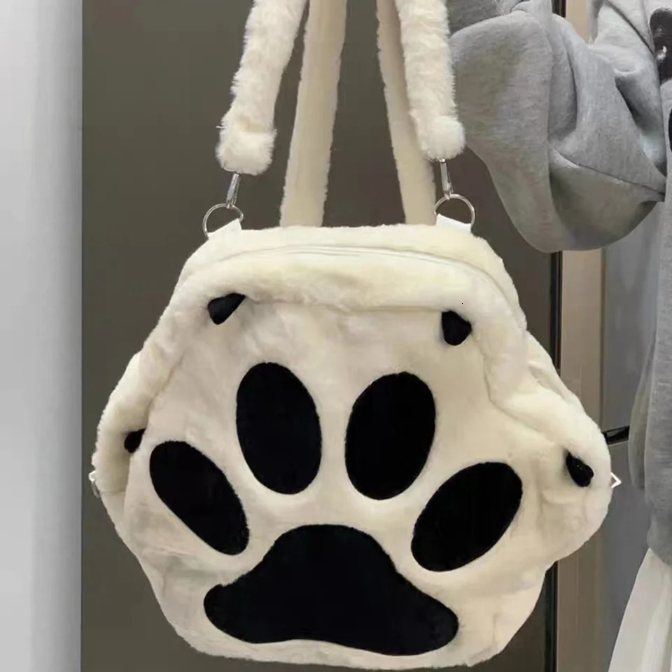 Ship from US Chic Cat Paw Backpack with Removable Strap Secure Zip Cotton Material Adorable n! 250227FBB