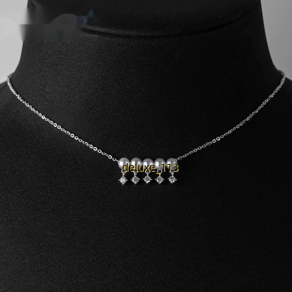 Anmiya Tassel Pearl Fresh Water Moissanite Collarbone Necklace Personalised Sterg Sier Necklaces for Women