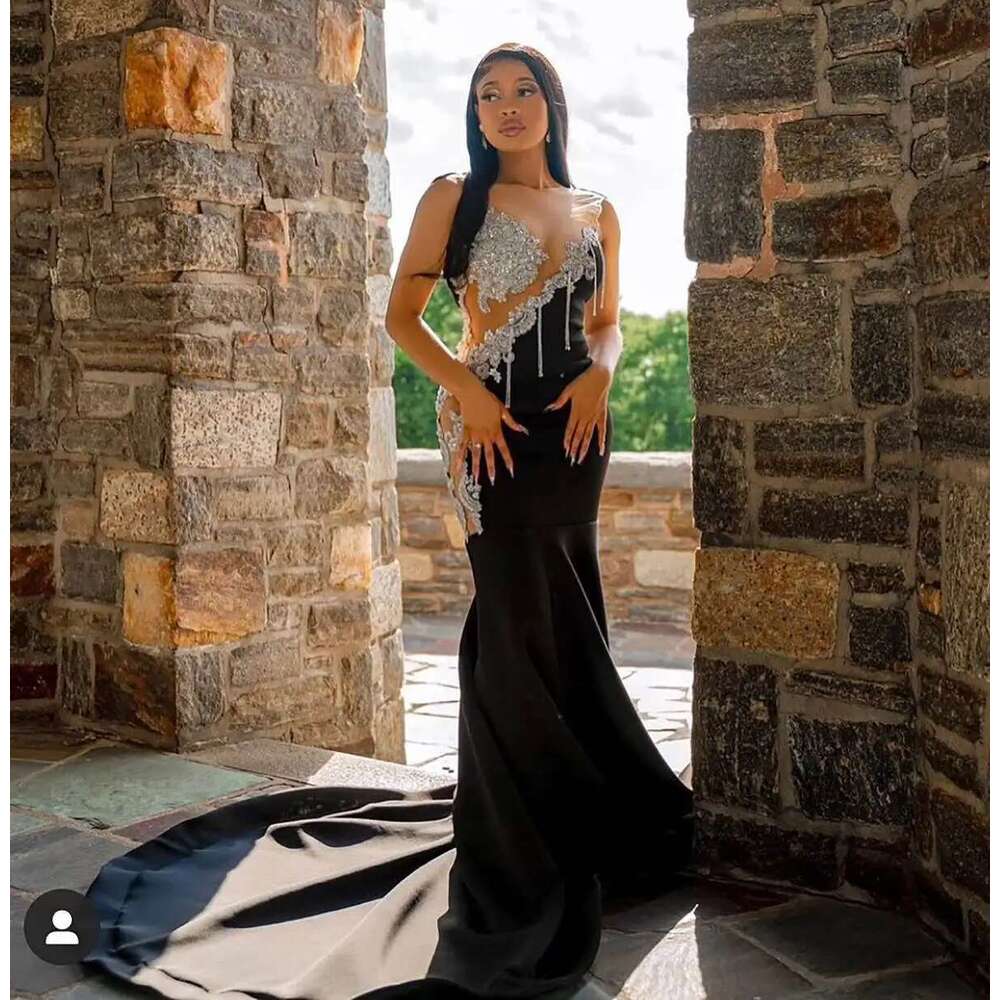 Gorgeous Evening Dresses Mermaid Strapless Appliques Sequined Sleeveless Prom Gown Party Dress Vestido De Noite Custom Made