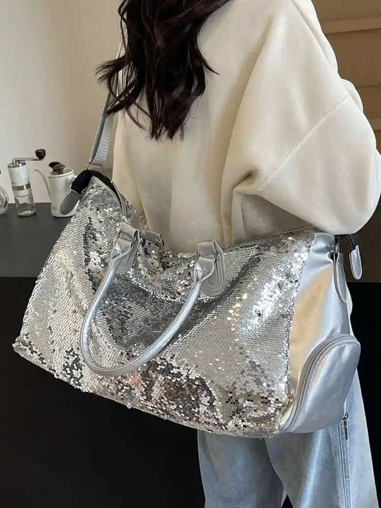 Fi Sequin Travel Tote Bags Women New Large Capacity Versatile Yoga Bodybuilding Underarm Bags Popular Crossbody BagsXJ250227