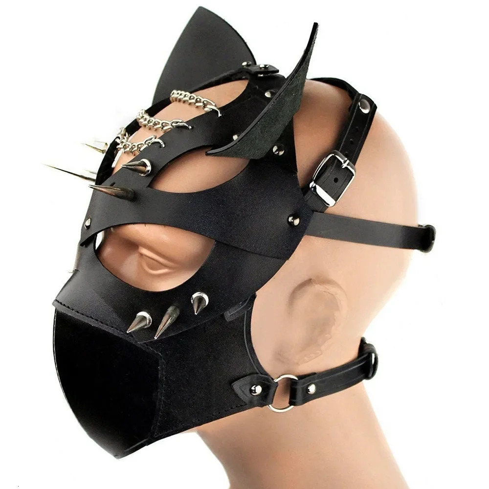 Bdsm Fetish Leather Mask for Men Women Adjustable Cosplay Unisex Bdsm Bondage Belt Restraints Slave Fetish Masks Couples Sex Toy 250227