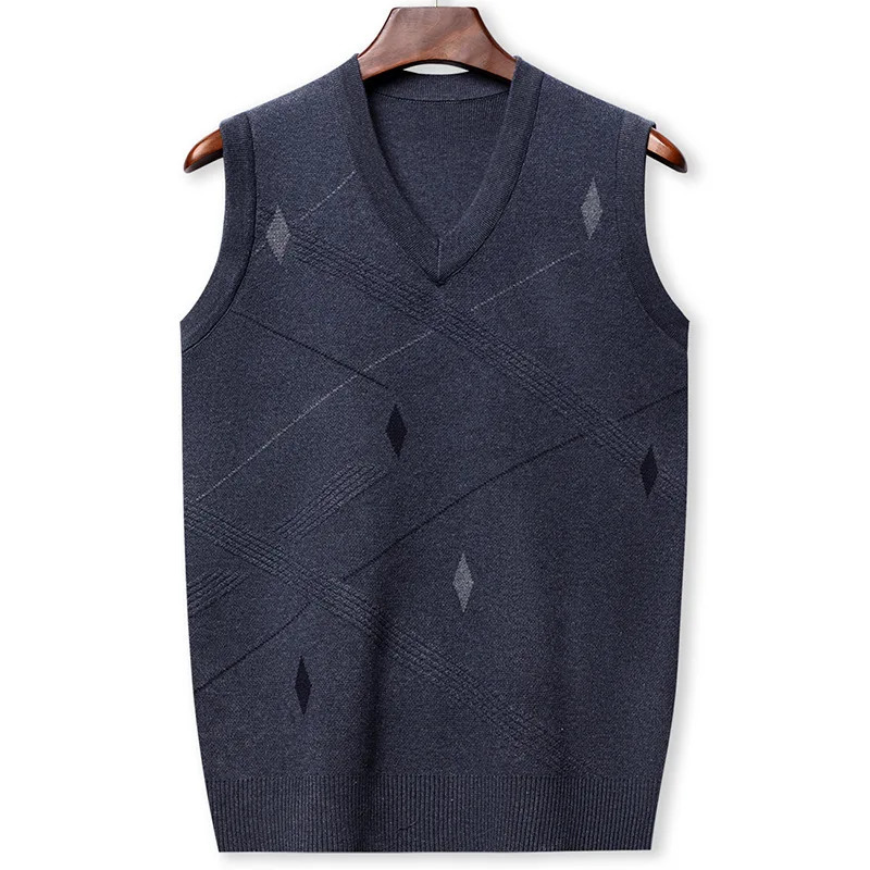 Mens Vest Knitted Vneck Young Business Sleeveless Jacquard Banquet Base Fashion 250225