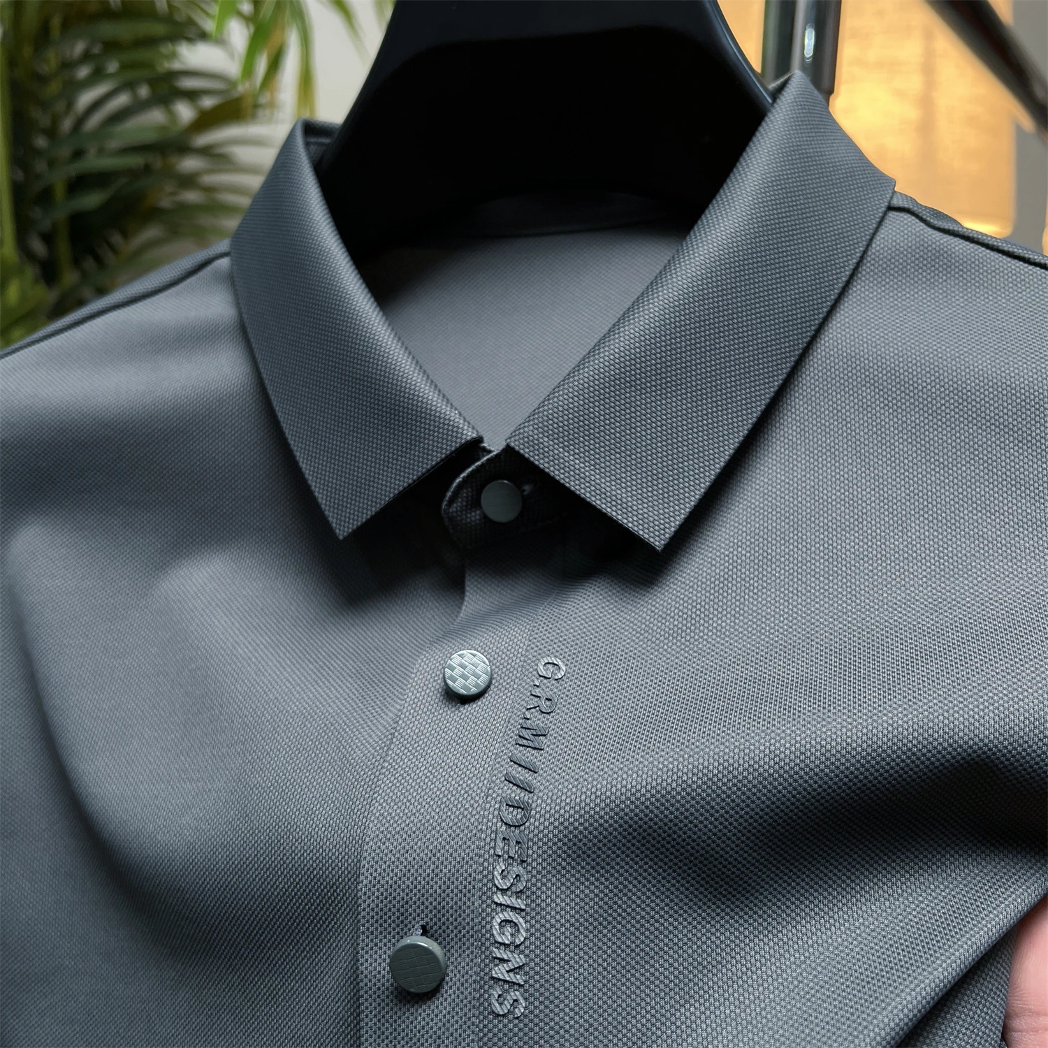 Senior er mens polo shirt summer collar printed ice silk T-shirt mens short sleeved Korean trend casual wear 250225