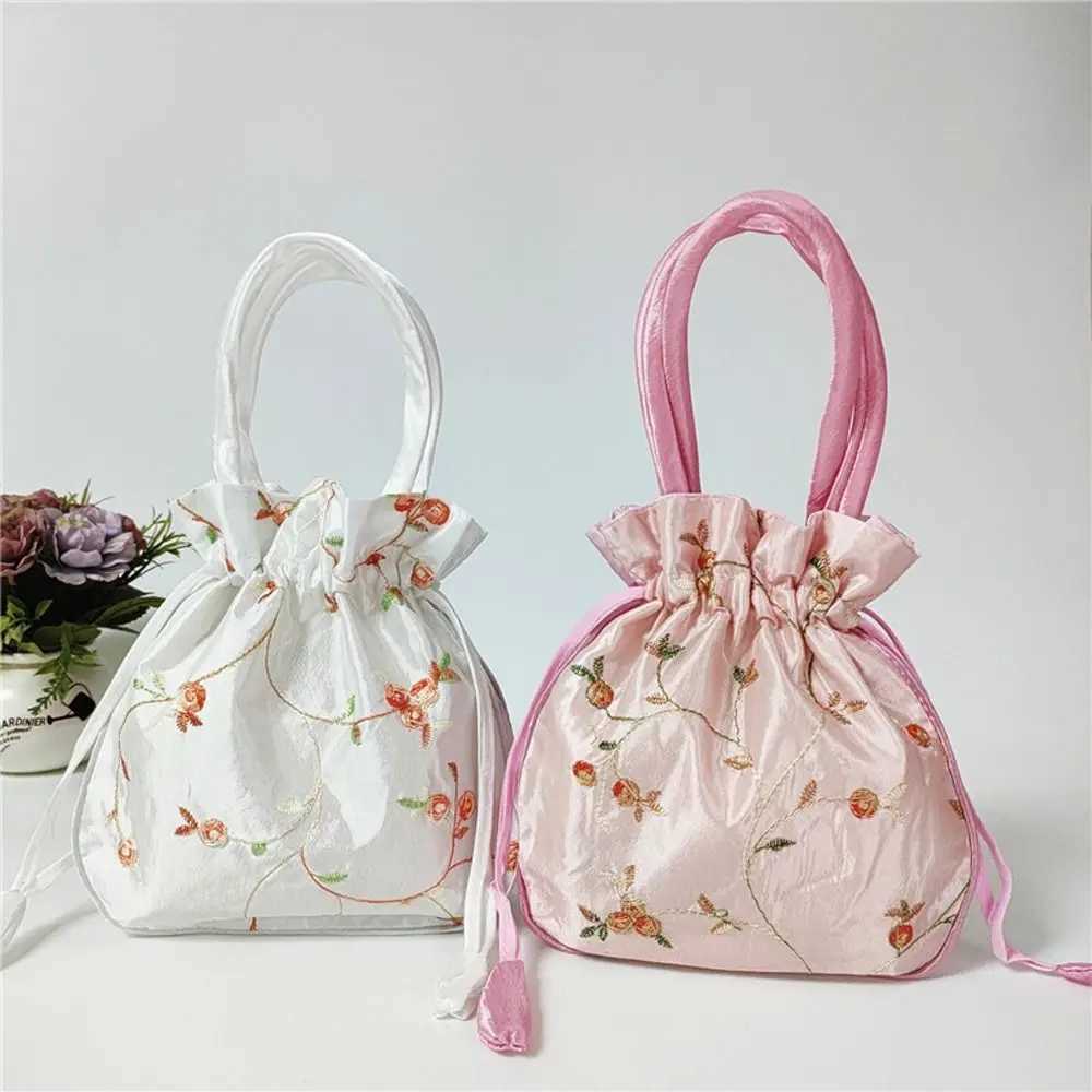Embroidery Silk Drstring Handbag Womens Wallet Jewelry Packaging Storage Bucket Bag Hanfu AccessoriesXJ250227