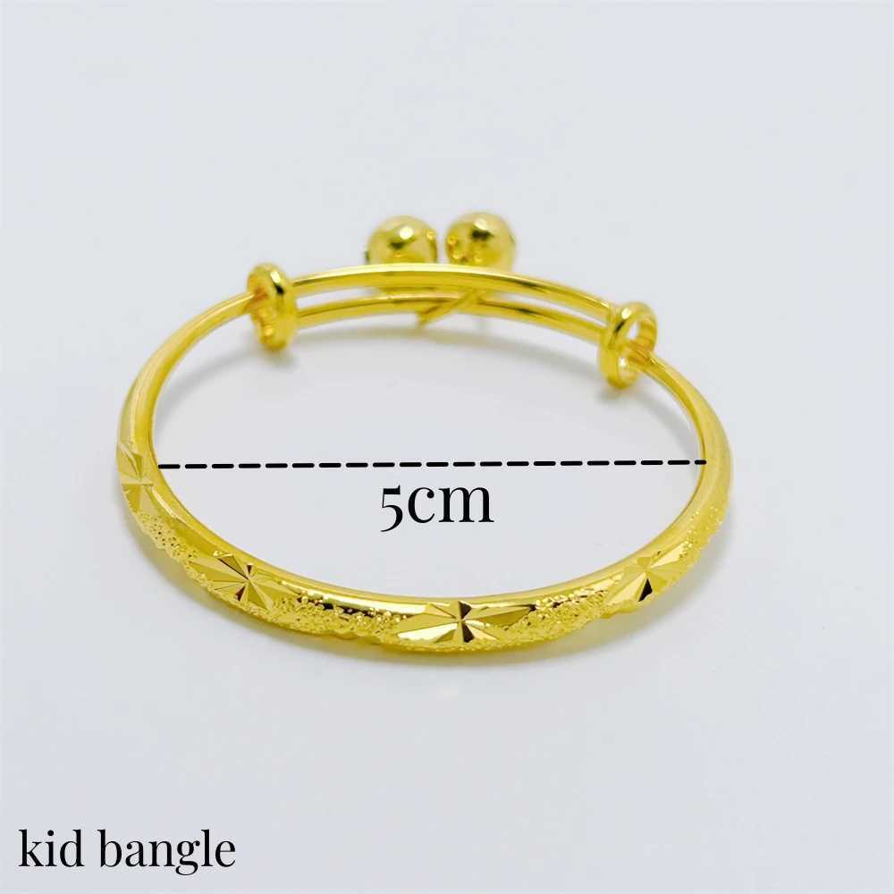 Stainl Steel Bell Bangles for Kids Girls Gold Color Rain Star Smooth Bracelets Size Adjustable Babies Jewelry Accories W250227