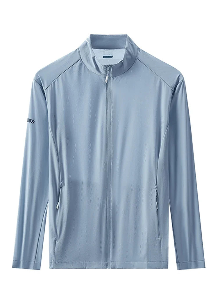 Summer UPF 40 UV Proof Men Skin Coats Stand Collar Breathable Light Thin Cool Sunscreen Clothing Casual Jackets Plus Size 8XL 250225