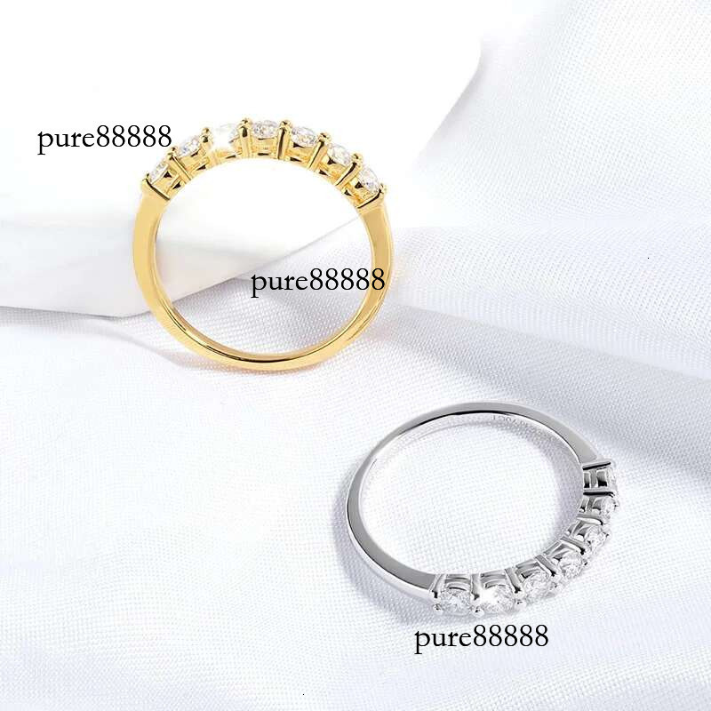 Smyoue 0.7CT 3mm Gemstone Moissanite Rings for Women S Sier Matching Wedding Dias Band Stackable Ring White Gold Gift