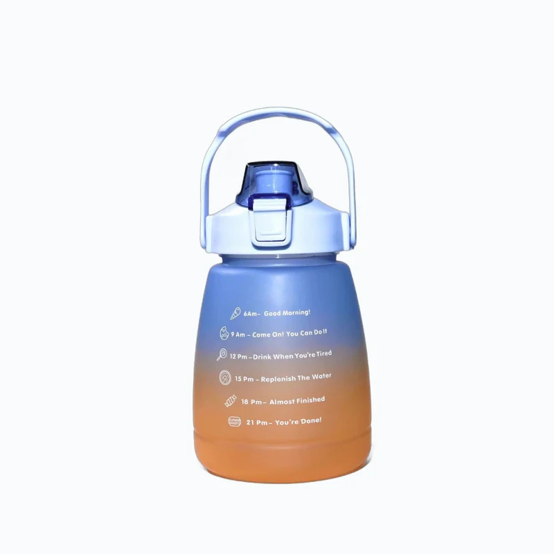 Bounce Gallon Water Bottle Cup Kids Water Kettle Gradient Frosted Plastic Sports Bottle With Straw