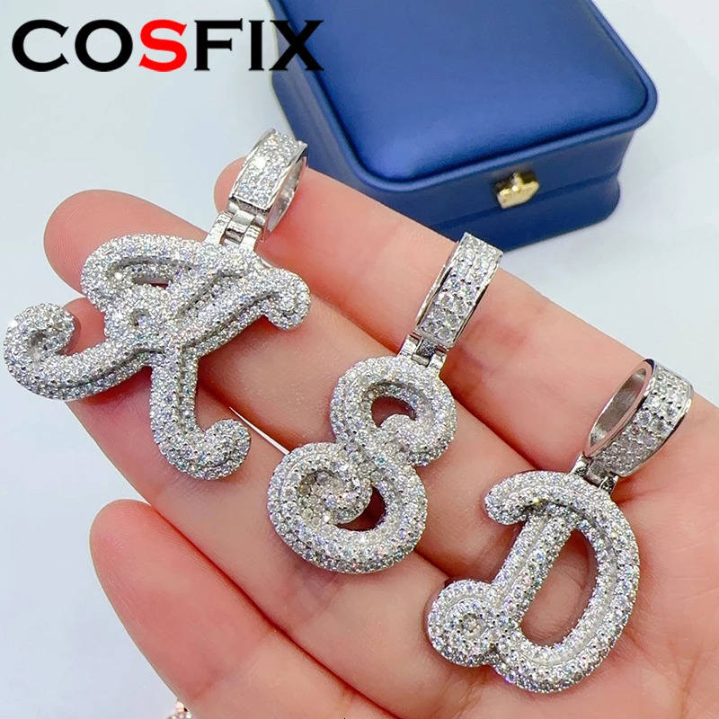 Hiphop K D S Letter Pendant s925 Sterling Silver D Color Alphabet Pendant Necklace for Women Men INS Gift 250227