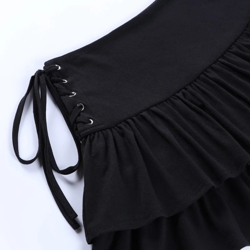Streetwear Mall Goth Skirt Women Harajuku Y2k E-gir High Waist Bandage Mini Skirt Dark Gothic Punk Emo Alt Club Wear QY21034AH 250226