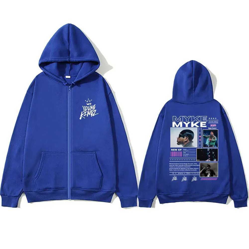 Rapper Myke Towers Graphic Zipper Hoodie Men Women Hip Hop Oversized Zip Up Hoodies Mens Flce Cotton Zip Up Jacket Sweatshirt X250227 L251018IYCB