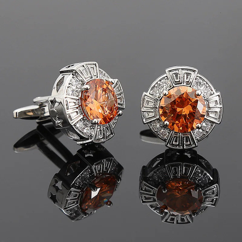 French Style Cufflinks Zircon Sleeve Studs Mens Shirts Cufflinks Crystal Copper Cuff Buttons Premium British Cuff Links 250227