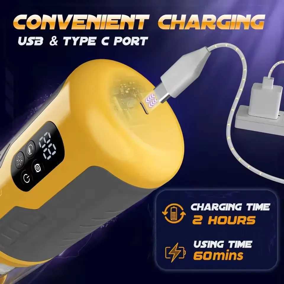 6-in-1 automatic male masturbator with 7-stimulus rotating mode masturbator cup equipped with LCD display screen suction pocket cat sex toyXJ250227