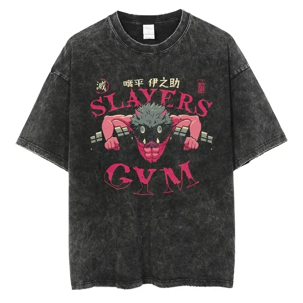 Summer Large Street Clothing Unisex Oversized Top TShirt Anime Print Vintage Washed Cotton Short Sleeve T Shirt 250225