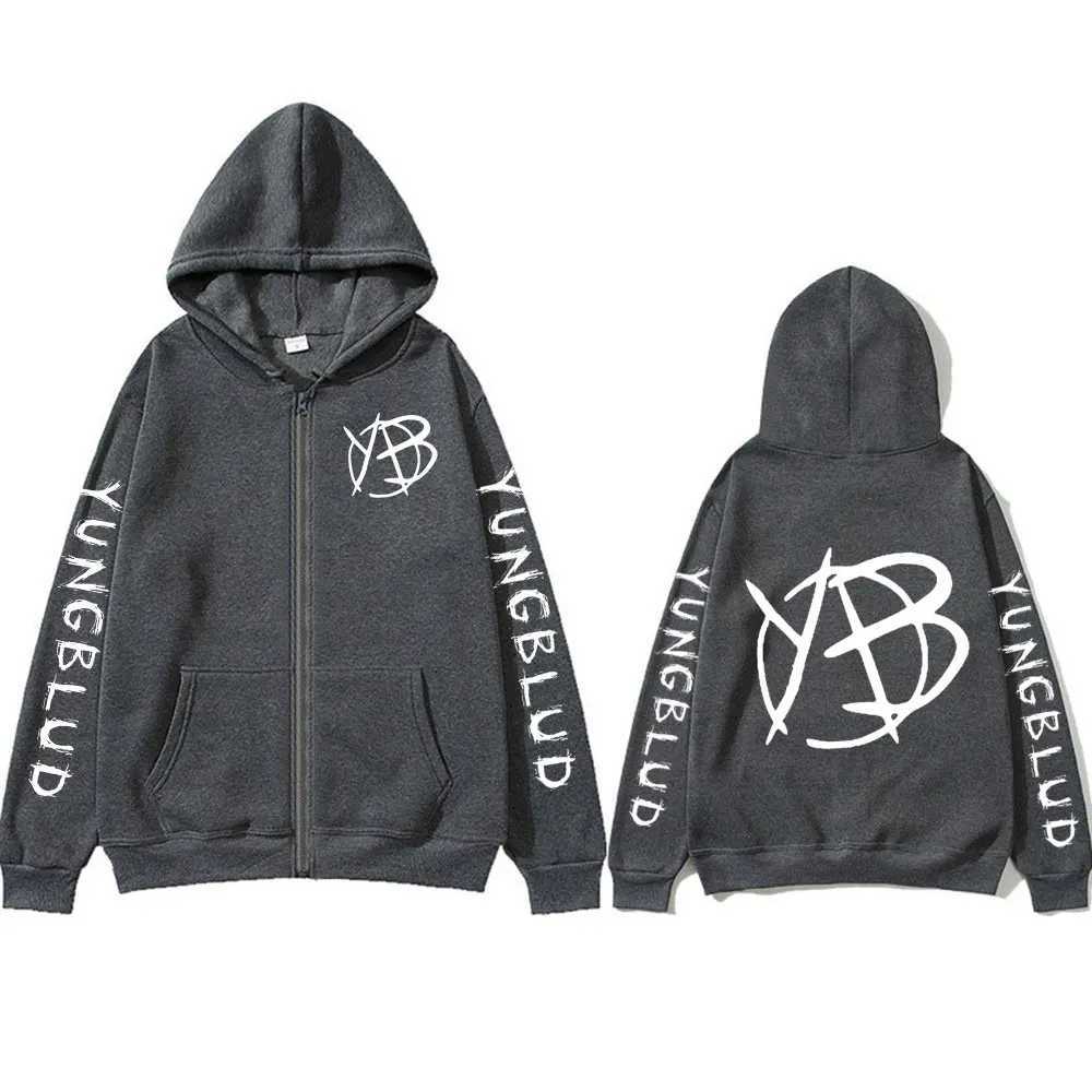 Rock Singer Yungblud Print Zipper Hoodies Men Women Clothing Vintage Oversized Zip Up Sweatshirt Jackets Coats Strtwear X250227