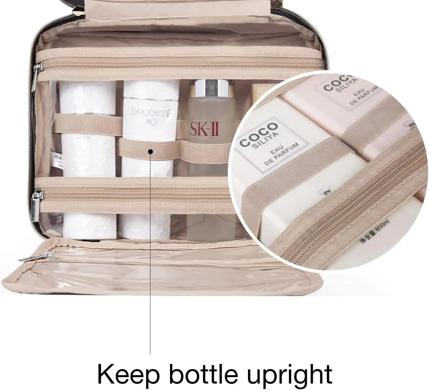 Ship from US Toiletry Bag Travel with Hanging Hook Waterresistant Makeup Cosmetic Organizer for Accessories Shampoo 250227FBB