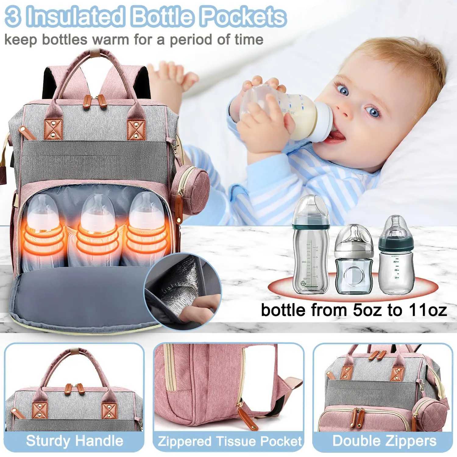 Diaper Bags Unisex Fashion Pacifier Case Changing Pad Large Capacity Mummy Backpack Diaper Bag For Travel Y250227VFYM