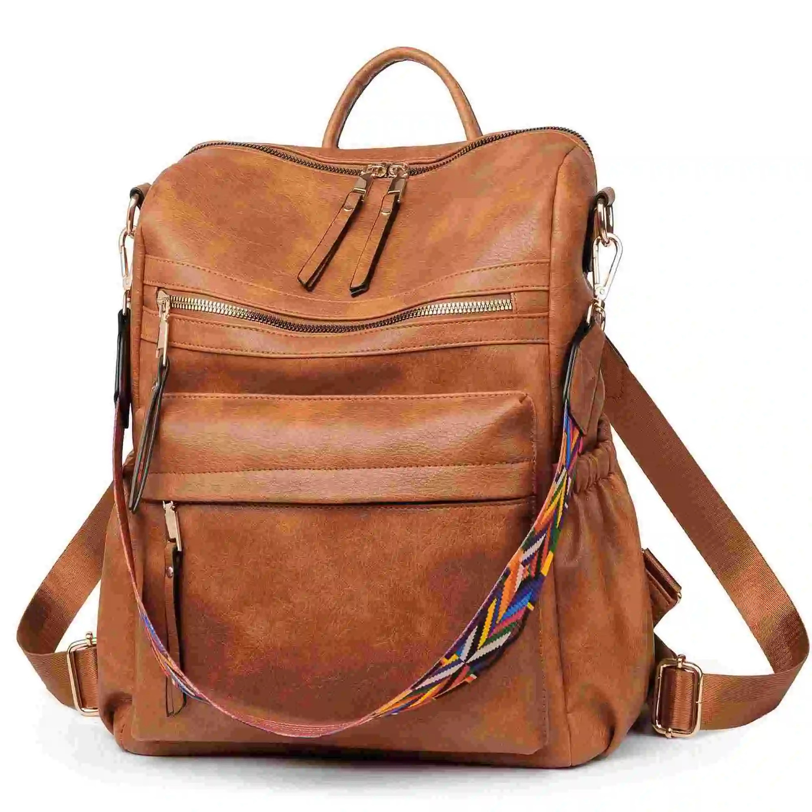 Ship from US Backpack Purse for Women Fashion PU Leather ner Antitheft School Convertible Shoulder Bags Brown 250227FBB