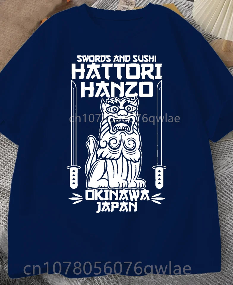 Hattori Hanzo Red Sword and Sushi Kill Bill Okinawa Japan Tarantino Tshirt Crew Collar Short Sleeve Loose Fashion Street Clothing 250226